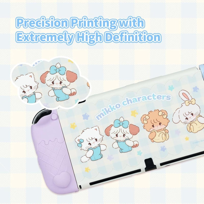 GEEKSHARE Protective Case for Switch OLED,Slim Cover Case Compatible with Switch OLED Separable Soft Silicone Protective Shell for Joy Con with 2 Thumb Grip Caps - Mikko Sweet Thoughts - Image 3